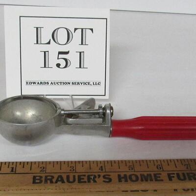 Vintage Red Plastic Handled Ice Cream Scoop