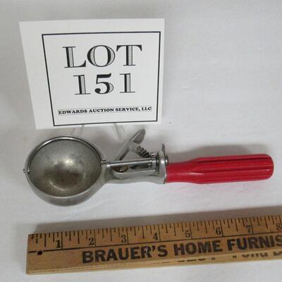 Vintage Red Plastic Handled Ice Cream Scoop