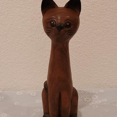Lot 84: Mid Century Modern Wood Siamese Cat 
