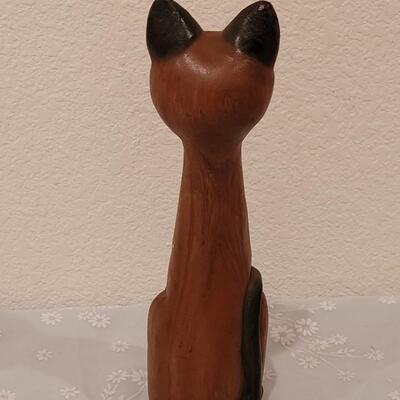 Lot 84: Mid Century Modern Wood Siamese Cat 