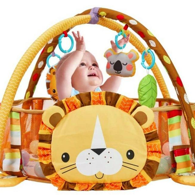 Koning Kids Stimulating Baby Play Mat - 3 in 1 Baby Gym with 4 Hanging