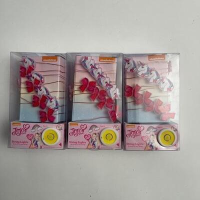 Three Packs Jojo Unicorns & Bows String Lights Battery Powered