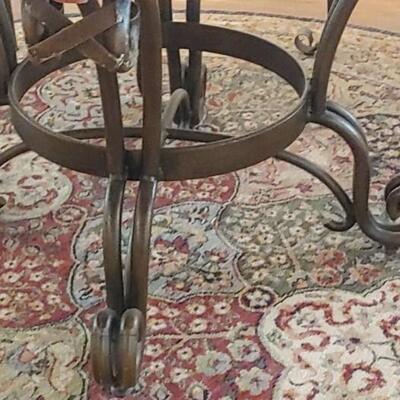 #1 Keller Ornate Wood & Wrought Iron Table & Chairs
