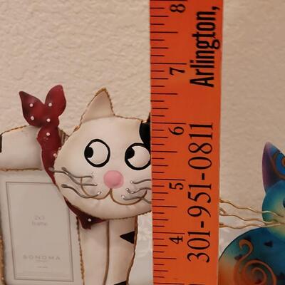 Lot 85: (2) Metal Cat Deco & a Cat Picture Frame 