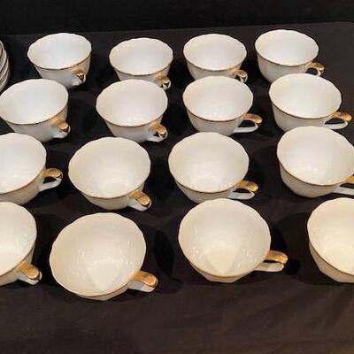 LOT#60DR: 30+ Piece of White with Gold Colored Trim China
