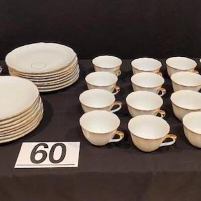 LOT#60DR: 30+ Piece of White with Gold Colored Trim China