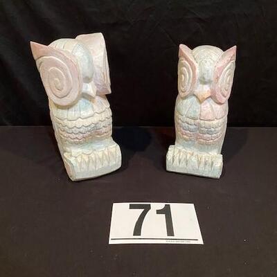 LOT#71LR: Pair of Wooden Owls