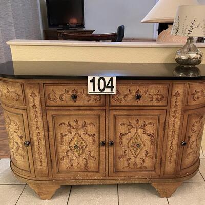 LOT#104DR: Painted Console with Contents