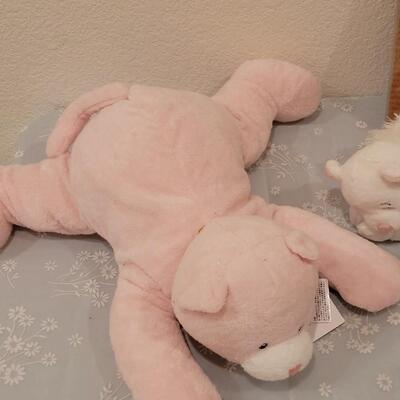 Lot 107: New Baby Girl Rattles, Musical Rabbit, Plushies, Ornament, Giraffe Curl Trinket Box and Magnet