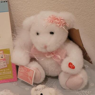 Lot 149: New Angel Bears, Pregnancy Calendar, Bible, Vintage Planter