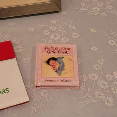 Lot 152: New Mom Photo Frame, Book, Baby Baptism Set, Photo Album and Book