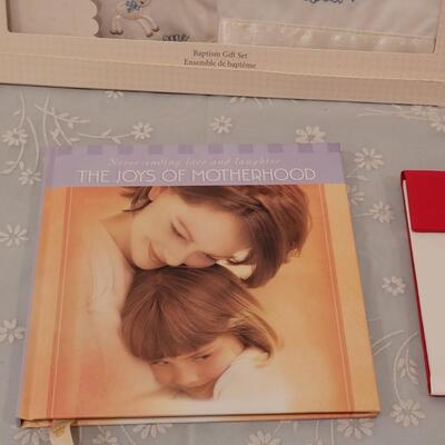Lot 152: New Mom Photo Frame, Book, Baby Baptism Set, Photo Album and Book