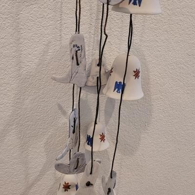 Lot 170: Ceramic Cowboy Hats, Boots and Bells Wind Chime