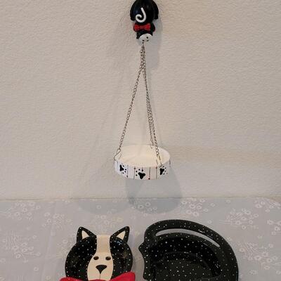 Lot 177: New 2 piece Cat Bowls and Hanging Cat Bowl