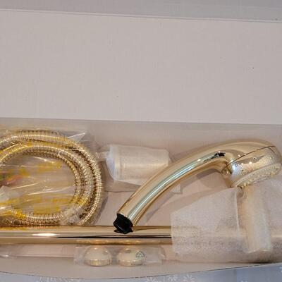 Lot 178: MOEN Polished Brass 3 Function Handheld & Slide Bar Set