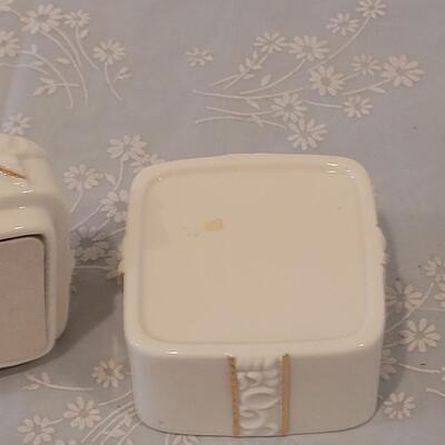 Lot 209: Vintage Lefton Angel Music Box and Unmarked Present Music Box 