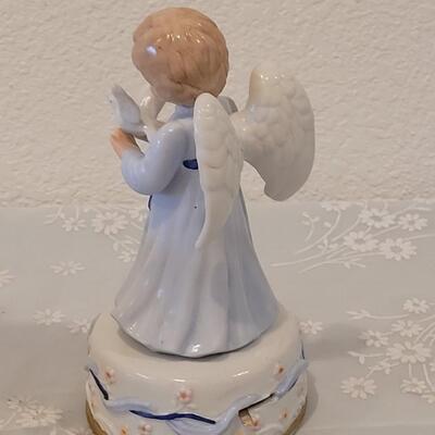 Lot 209: Vintage Lefton Angel Music Box and Unmarked Present Music Box 