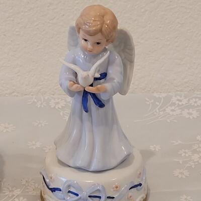 Lot 209: Vintage Lefton Angel Music Box and Unmarked Present Music Box 