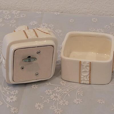 Lot 209: Vintage Lefton Angel Music Box and Unmarked Present Music Box 