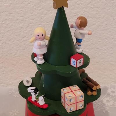 Lot 210: (2) Vintage Wood Christmas Music Boxes 