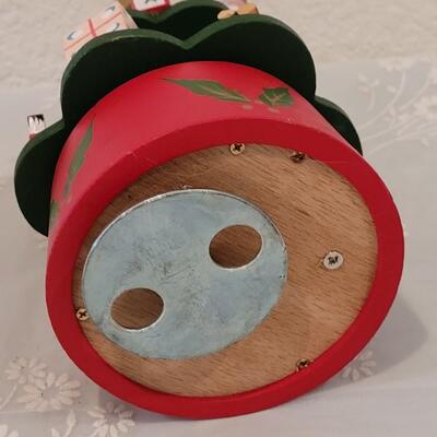 Lot 210: (2) Vintage Wood Christmas Music Boxes 