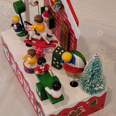 Lot 210: (2) Vintage Wood Christmas Music Boxes 