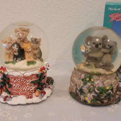 Lot 222: (2) Water Globes - Koalas and Cats