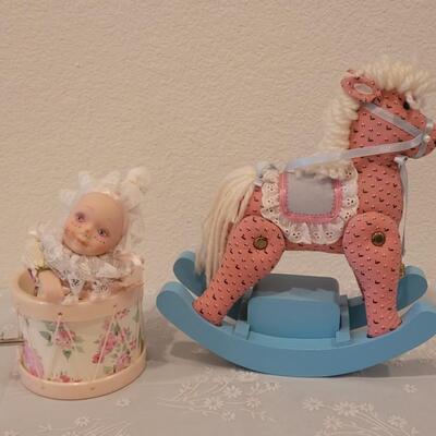 Lot 223: Music Box Rocking Horse and Clown Music Box