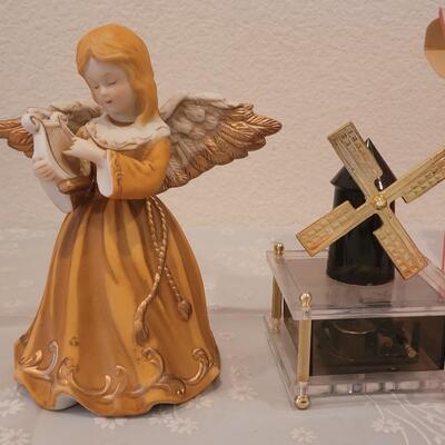 Lot 225: Music Box Windmill and Angel