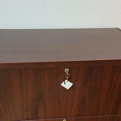 Lot 229: Vintage Solid Wood Office Storage File Cabinet  29.5" x 30.5" x 20"