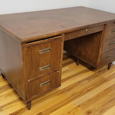 Lot 235: Antique Solid Wood Office Desk 58" x 32" x 32" 