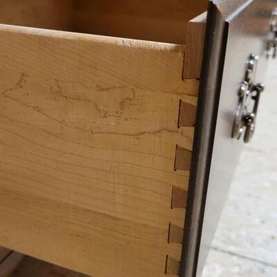 Lot 242: Vintage HEYWOOD WAKEFIELD Dresser w/ Mirror 68" x 19" x 32" Dresser / 50" x 37" Mirror