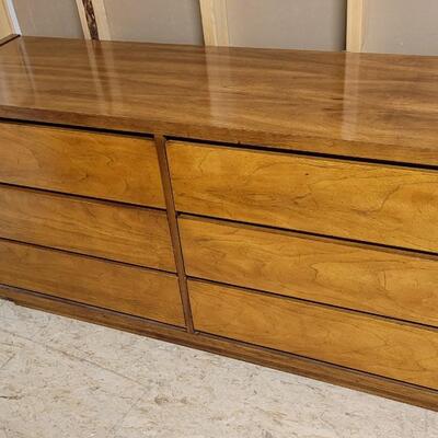 Lot 244: Vintage LANE Mid Century Modern Dresser w/ Mirror 58" x 18" x 29" / 42.5" x 28" Mirror