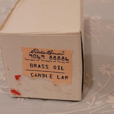 Lot 263: Vintage Brass Cat and Eddie Bauer Oil Lamp