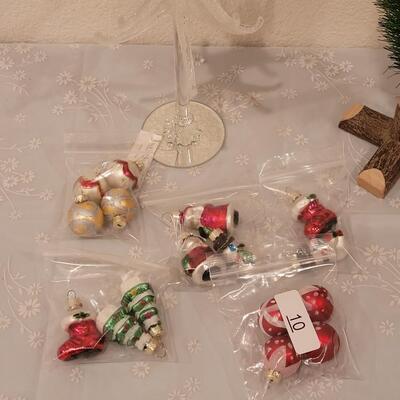Lot 265: New Hallmark Glass Tree with Ornaments & Miniature Evergreen Tree