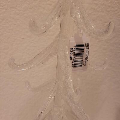 Lot 265: New Hallmark Glass Tree with Ornaments & Miniature Evergreen Tree