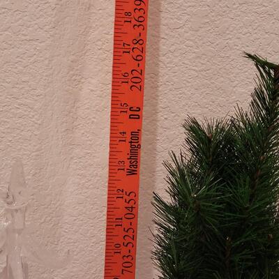 Lot 265: New Hallmark Glass Tree with Ornaments & Miniature Evergreen Tree