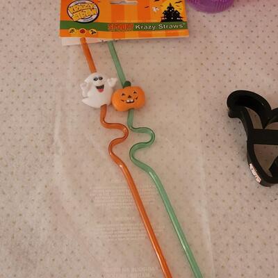 Lot 270: (3) Halloween Tutu Trick or Treat Buckets, Light Up Princess Cups, Straws and Cookie Cutters