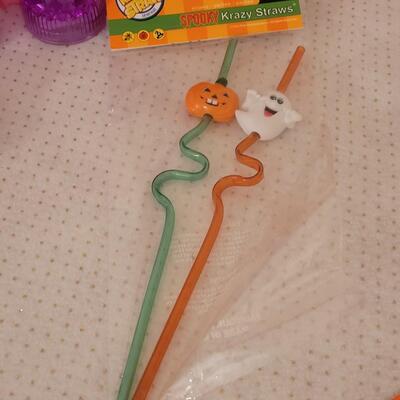 Lot 270: (3) Halloween Tutu Trick or Treat Buckets, Light Up Princess Cups, Straws and Cookie Cutters