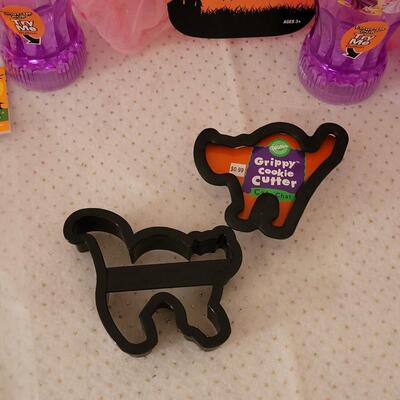 Lot 270: (3) Halloween Tutu Trick or Treat Buckets, Light Up Princess Cups, Straws and Cookie Cutters