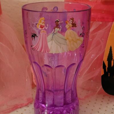 Lot 270: (3) Halloween Tutu Trick or Treat Buckets, Light Up Princess Cups, Straws and Cookie Cutters