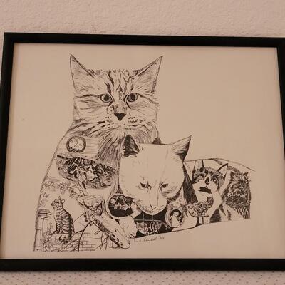 Lot 272: Cat Print Hand Signed by J. E. Campbell