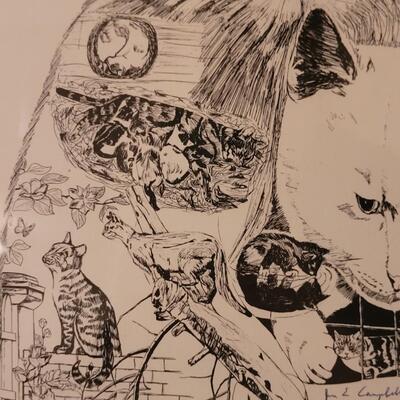 Lot 272: Cat Print Hand Signed by J. E. Campbell