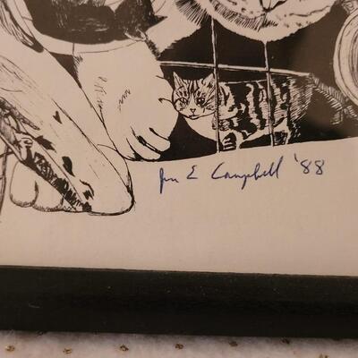 Lot 272: Cat Print Hand Signed by J. E. Campbell