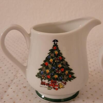 Lot 283:  Vintage Mixed Christmas Tea Set, Sleigh Dish and Ashtray 