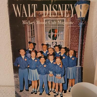 Lot 304:  Vintage Mickey Mouse Scrapbook, 1956 Magazine and Vintage Mug