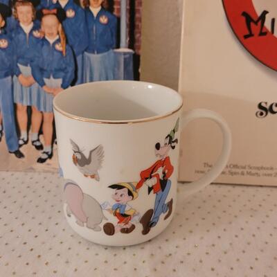Lot 304:  Vintage Mickey Mouse Scrapbook, 1956 Magazine and Vintage Mug