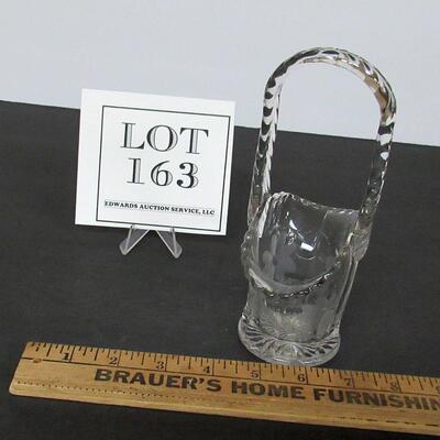 Old Clear Glass Basket With Flowers Cut In