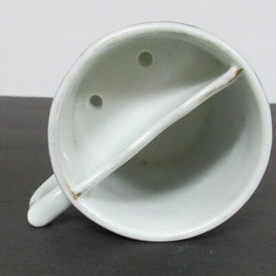 Old Mustache Mug With Floral Design, Unmarked