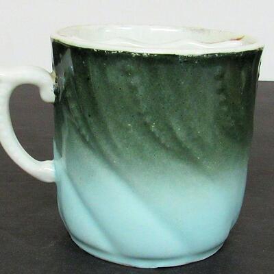Old Mustache Mug With Floral Design, Unmarked
